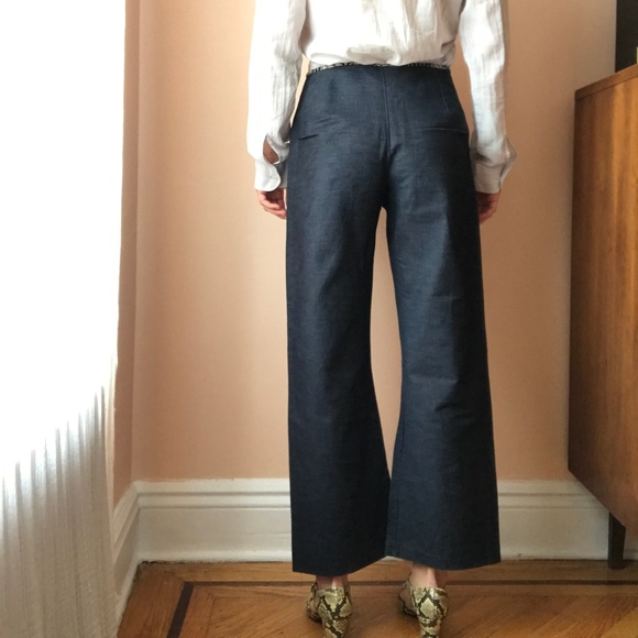 Vintage Dark Denim Zip Up Wide Leg Gaucho Pants 30 - Picture 5 of 11
